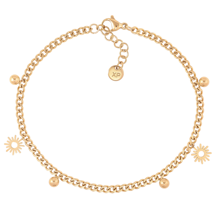 Браслет Xuping ТТМ Stainless Steel цвет 14K Панцирная цепочка с подвесками с доп.цепочкой 20-22.5см х 3мм фото №9