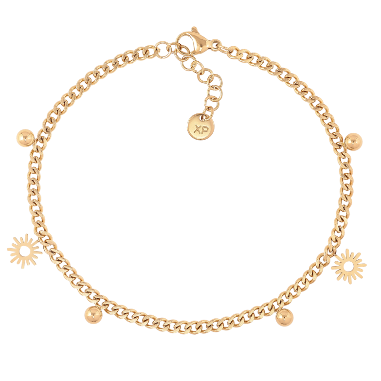 Браслет Xuping ТТМ Stainless Steel колір 14K Панцирний ланцюжок з підвісками» з доп.ланцюжком 20-22.5см х 3мм фото №1 Браслет Xuping ТТМ Stainless Steel колір 14K Панцирний ланцюжок з підвісками» з доп.ланцюжком 20-22.5см х 3мм фото №1