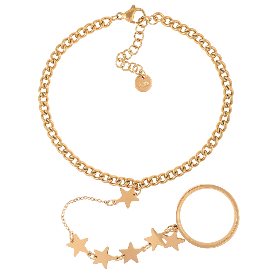 Слейв-Браслет Xuping ТТМ Stainless Steel колір 14K Ланцюжок з кільцем, фото №1