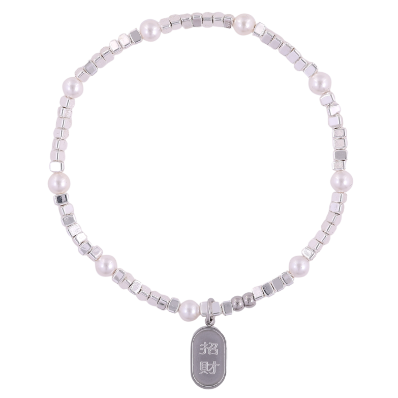 Браслет Xuping ТТМ Stainless Steel цвет Родий Декоративные бусины на резинке, свободный размер фото №1