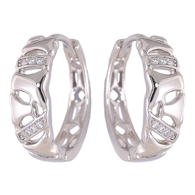 Серьги Xuping Родий колечки Резной узор с цирконием фото №12