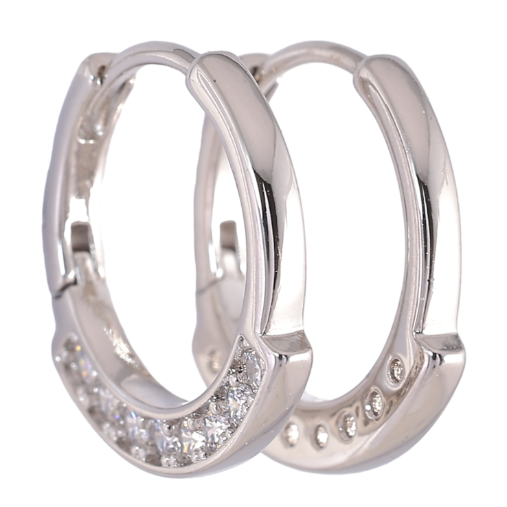 Серьги Xuping Родий колечки Боковой узор дорожками циркония фото №21