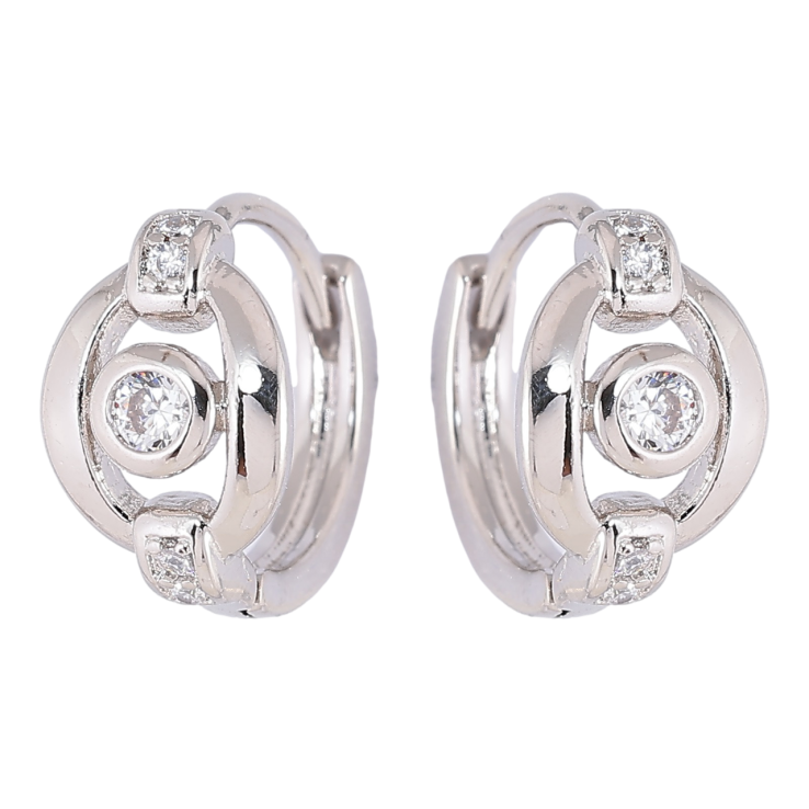 Серьги Xuping Родий колечки Узор с цирконием фото №9