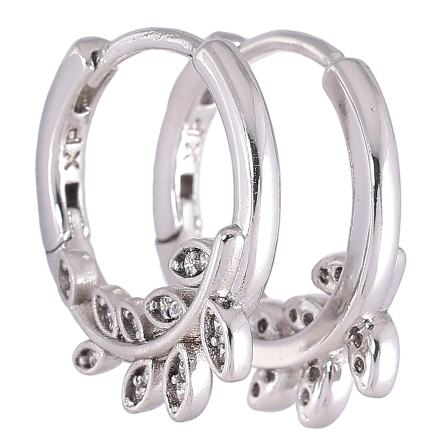 Сережки Xuping Родій  колечка «Бічний візерунок гілочки з цирконієм» фото №1