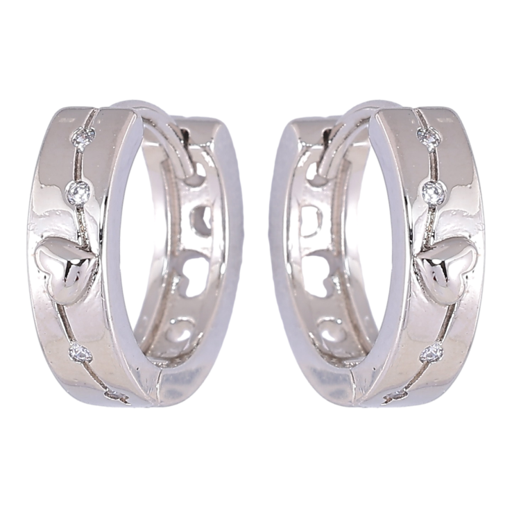 Серьги Xuping Родий колечки Узор сердечки с цирконием фото №8