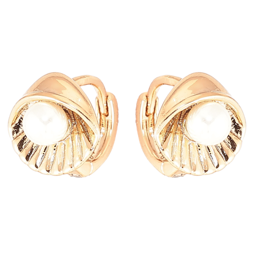 Сережки Xuping Позолота 18K колечка «Мушлі з перлинами» фото №1 Сережки Xuping Позолота 18K колечка «Мушлі з перлинами» фото №1