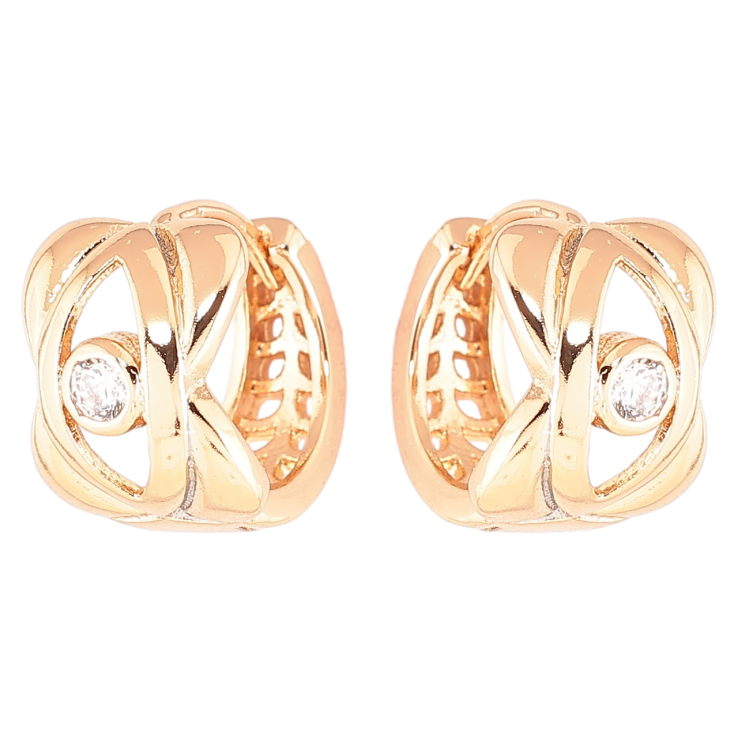 Сережки Xuping Позолота 18K колечка «Декоративний візерунок з цирконієм» фото №2