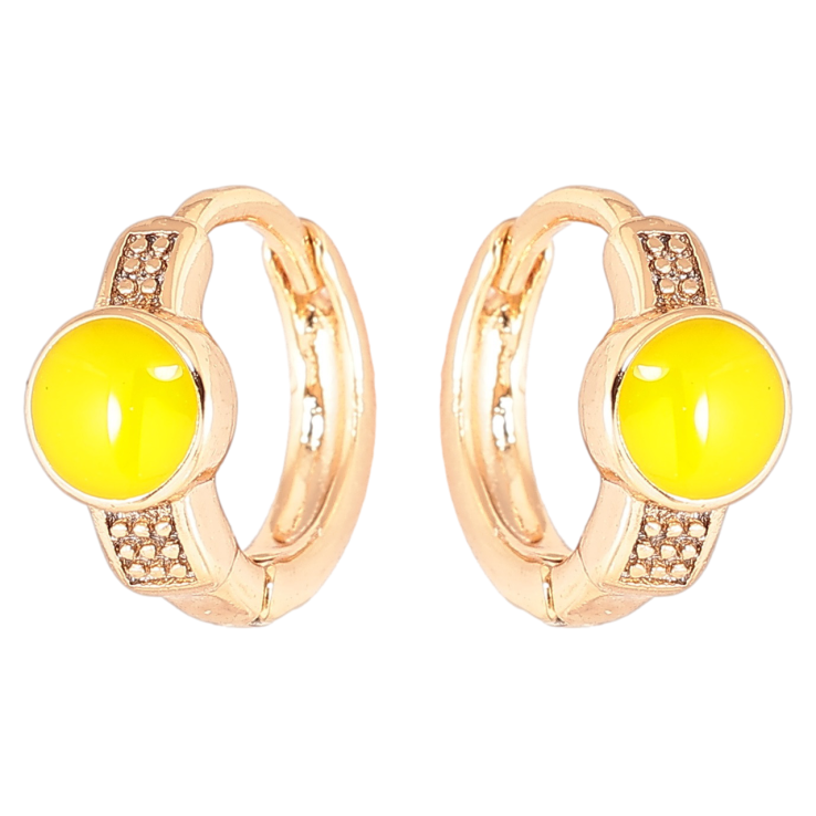 Серьги Xuping Позолота 18K колечки Круги с желтой эмалью фото №9 Серьги Xuping Позолота 18K колечки Круги с желтой эмалью фото №9