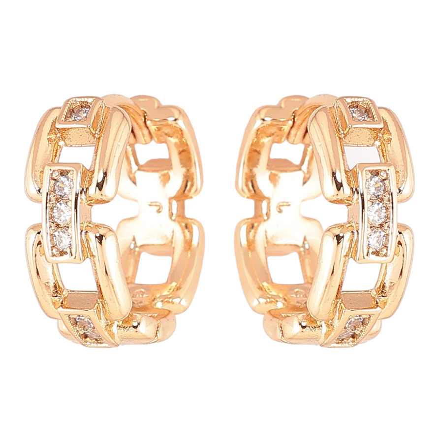 Сережки Xuping Позолота 18K колечка «Візерунок з цирконієм» фото №1