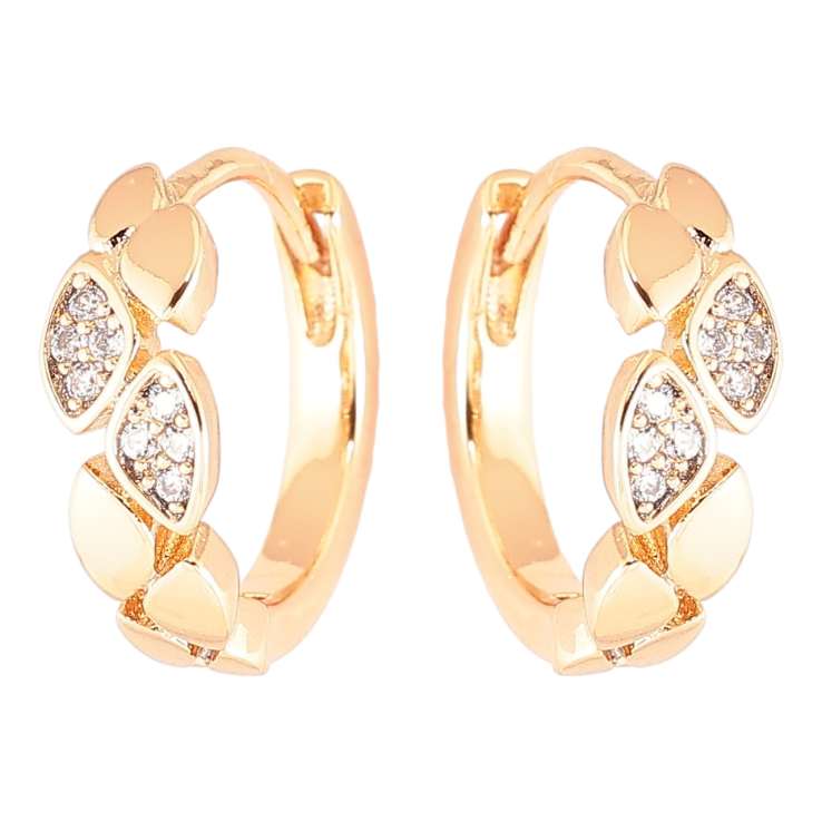 Сережки Xuping Позолота 18K колечка «Декоративний візерунок з цирконієм» фото №2 Сережки Xuping Позолота 18K колечка «Декоративний візерунок з цирконієм» фото №2