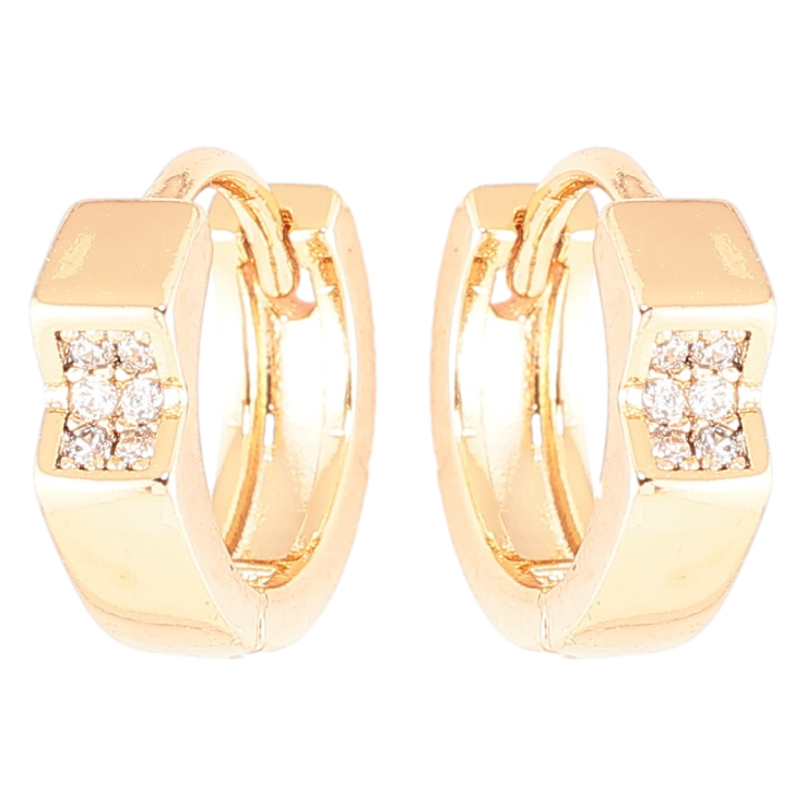 Сережки Xuping Позолота 18K колечка «Декоративний візерунок з цирконієм» фото №3