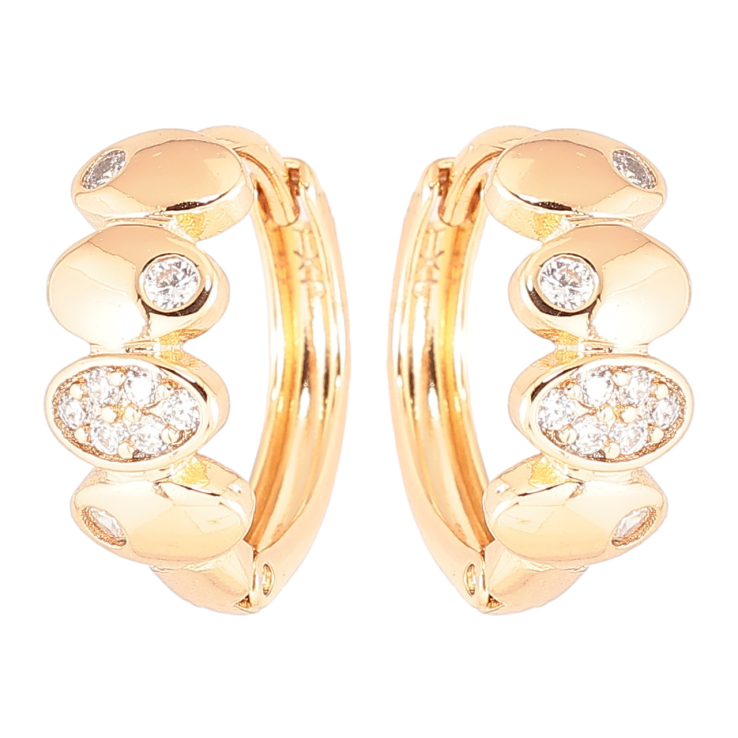 Сережки Xuping Позолота 18K колечка «Візерунок з цирконієм» фото №4