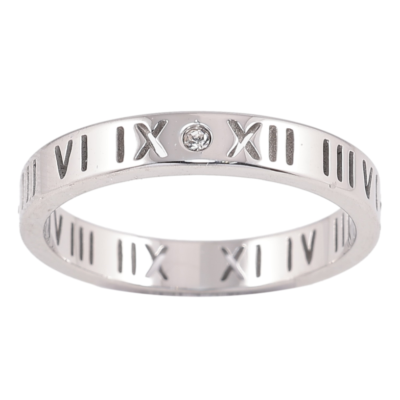 Кольцо Xuping TTM Stainless Steel Цвет Родий Римские цифры, шир. 3мм фото №1