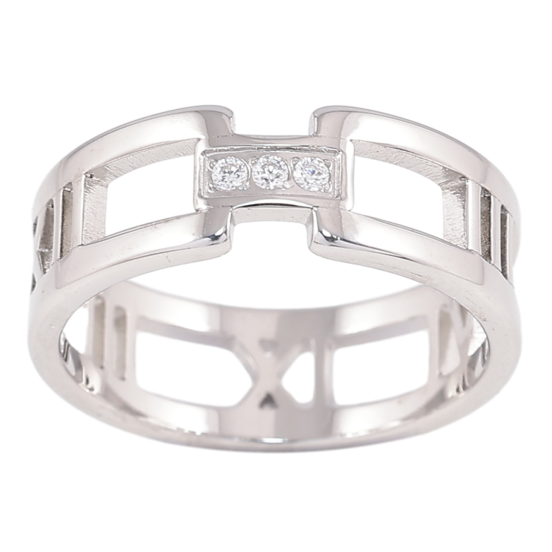 Кольцо Xuping TTM Stainless Steel Цвет Родий Римские цифры с цирконием фото №1