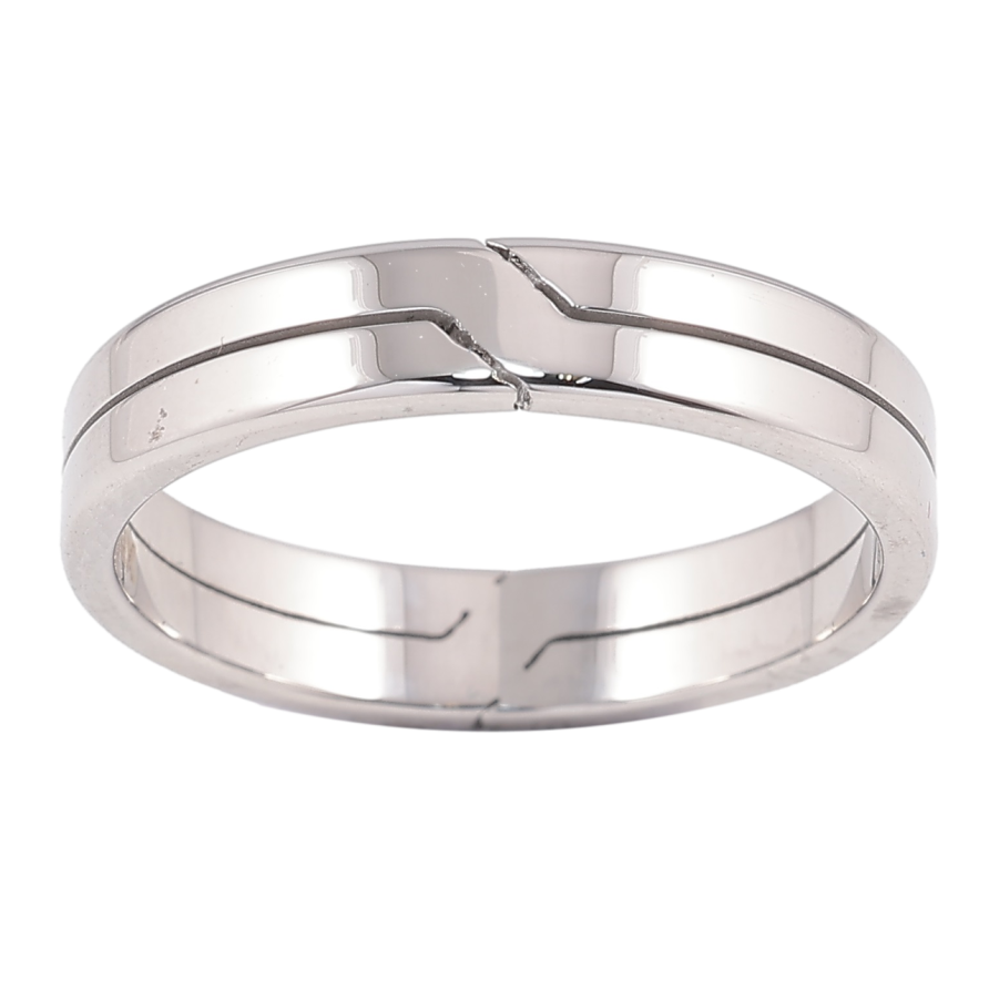 Кольцо Xuping TTM Stainless Steel Цвет Родий Минималистичный узор, шир. 4мм фото №1