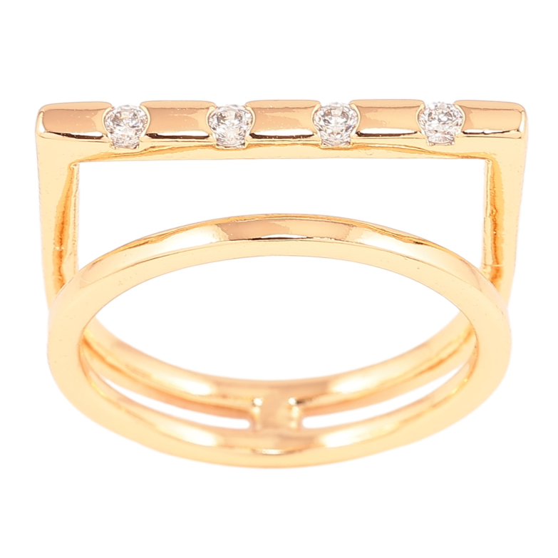 Каблучка Xuping Позолота 18K «Подвійна шинка з вставками цирконію» фото №1