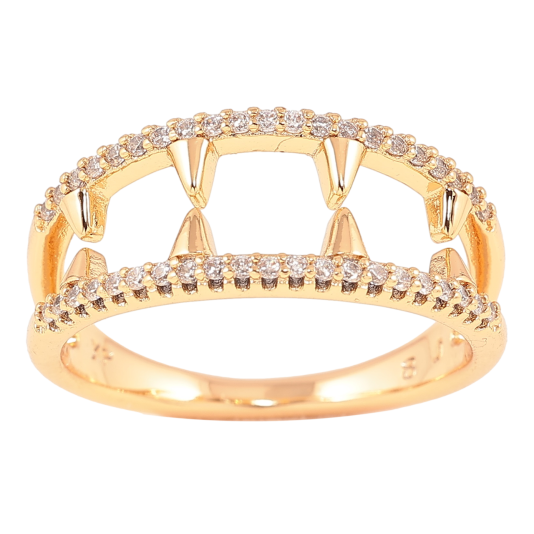Кольцо Xuping Позолота 18K Дорожки циркония с зубчатым узором фото №1
