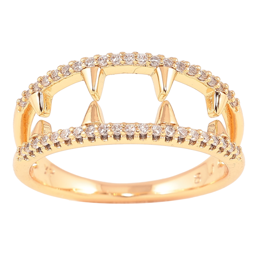 Каблучка Xuping Позолота 18K «Доріжки цирконію з зубчастим візерунком» фото №1