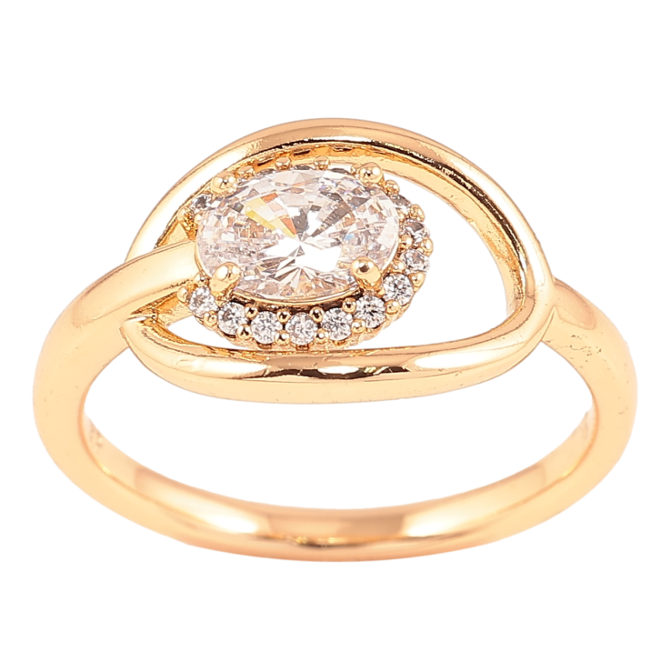 Кольцо Xuping Позолота 18K Овал с кристальной вставкой фото №2