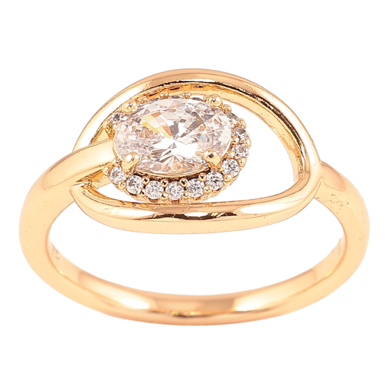 Кольцо Xuping Позолота 18K Овал с кристальной вставкой фото №1