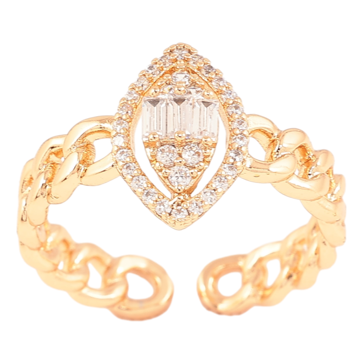 Каблучка Xuping Позолота 18K «Візерунок ланцюжок з інкрустацією цирконієм» фото №5