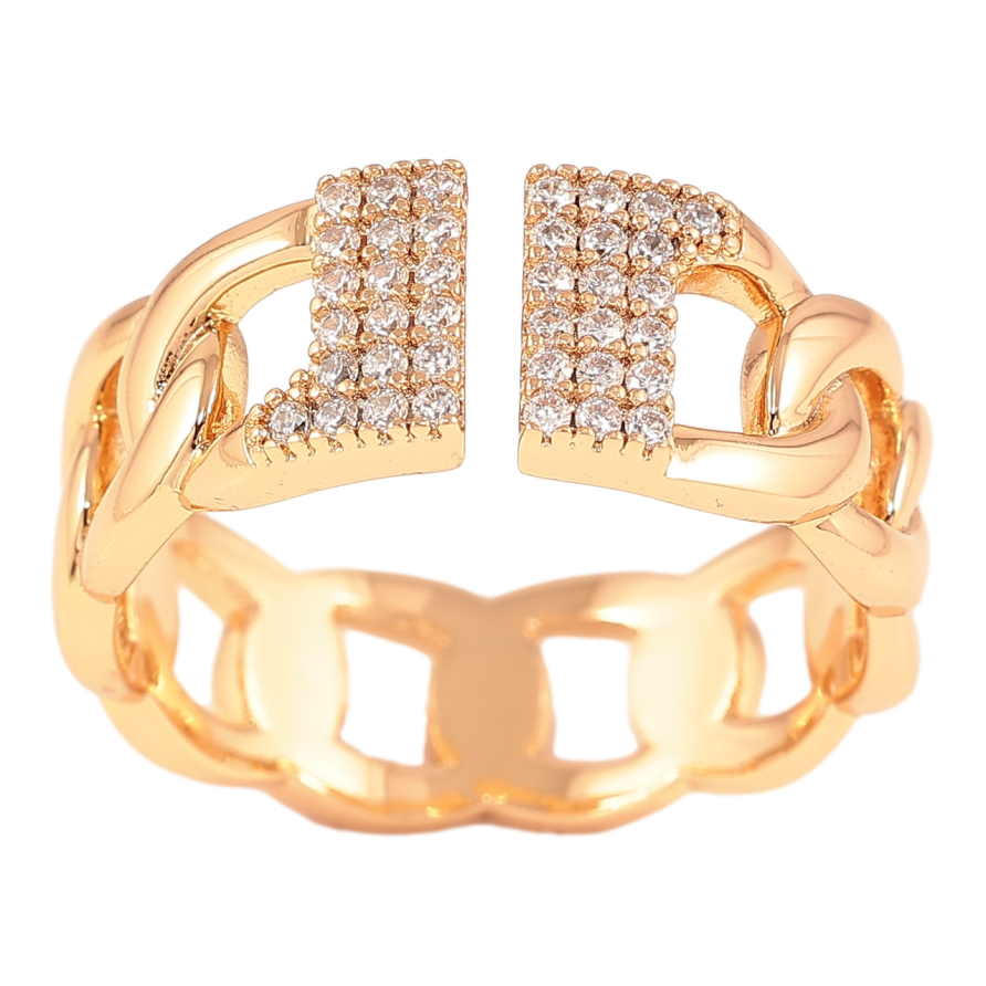 Каблучка Xuping Позолота 18K «Візерунок ланцюжок з цирконієм, 8х8мм» фото №1