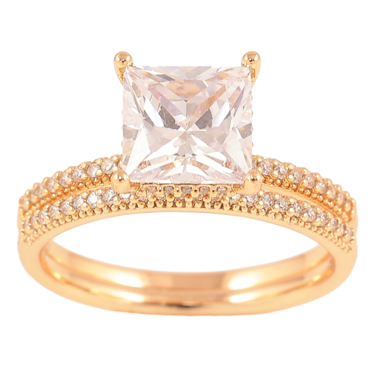 Кольцо Xuping Позолота 18K Двойное с инкрустацией цирконием и фианитом фото №1