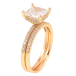 Кольцо Xuping Позолота 18K Двойное с инкрустацией цирконием и фианитом фото №2