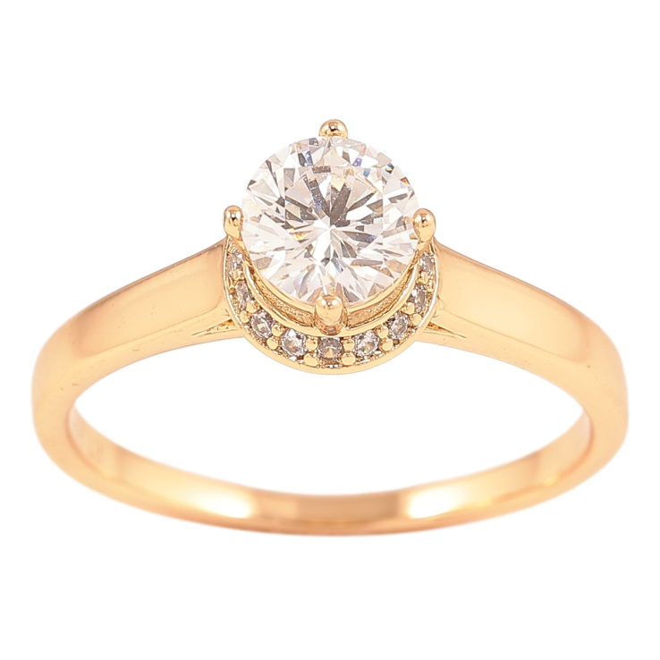 Каблучка Xuping Позолота 18K «Фіаніт в обрамленні цирконію, ø 6мм» фото №16 Каблучка Xuping Позолота 18K «Фіаніт в обрамленні цирконію, ø 6мм» фото №16