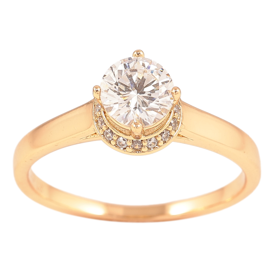 Каблучка Xuping Позолота 18K «Фіаніт в обрамленні цирконію, ø 6мм» фото №1