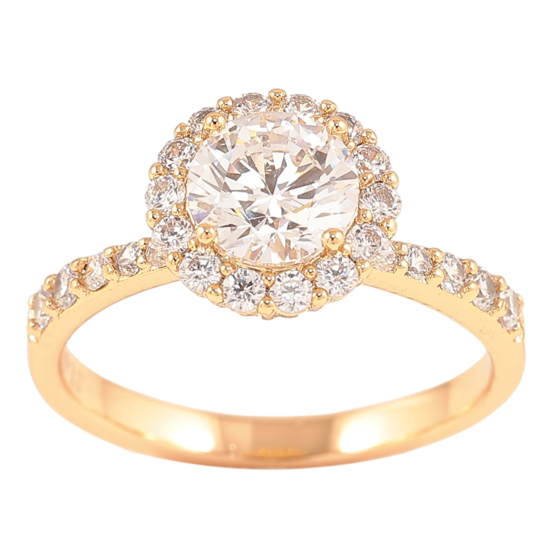 Каблучка Xuping Позолота 18K «Фіаніт в обрамленні цирконію» фото №1