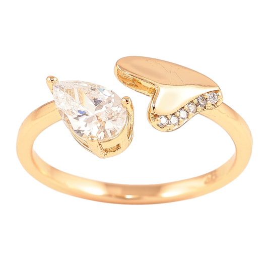 Кольцо Xuping Позолота 18K Сердечко с кристальной капелькой фото №1