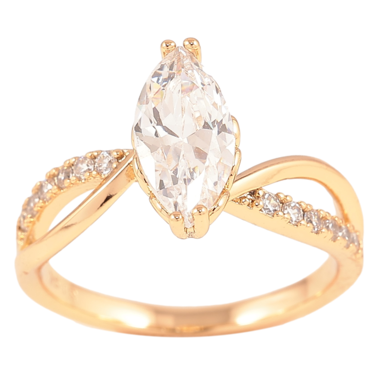 Каблучка Xuping Позолота 18K «Кристал Маркіз з доріжкою цирконію» фото №1