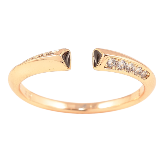 Кольцо Xuping Позолота 18K Дорожки циркония и черная эмаль фото №1