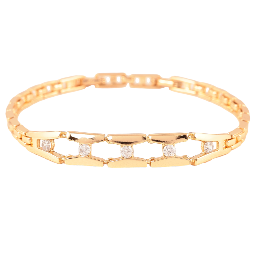 Браслет Xuping Позолота 18K Узор с вставками циркония длинна с доп.замком 17,19см х 4мм фото №1