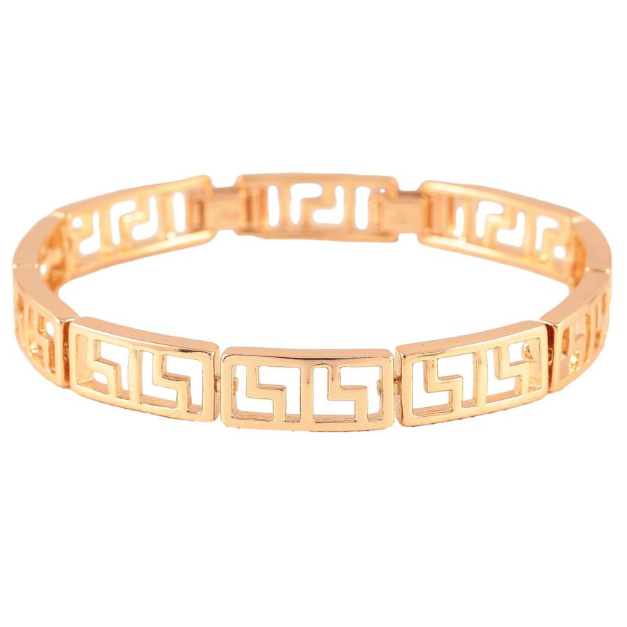 Браслет Xuping Позолота 18K Греческий узор длинна с доп.замком 17.5,19.5см х 8мм фото №1 Браслет Xuping Позолота 18K Греческий узор длинна с доп.замком 17.5,19.5см х 8мм фото №1