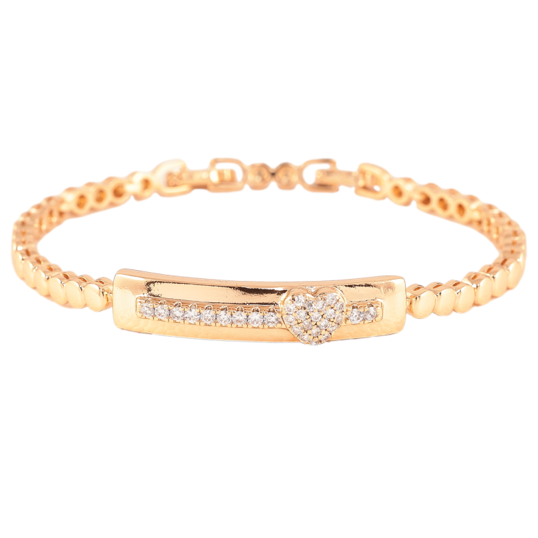 Браслет Xuping Позолота 18K «Доріжка цирконію з сердечком» довжина з доп.замком 17,19см х 3.5мм фото №1