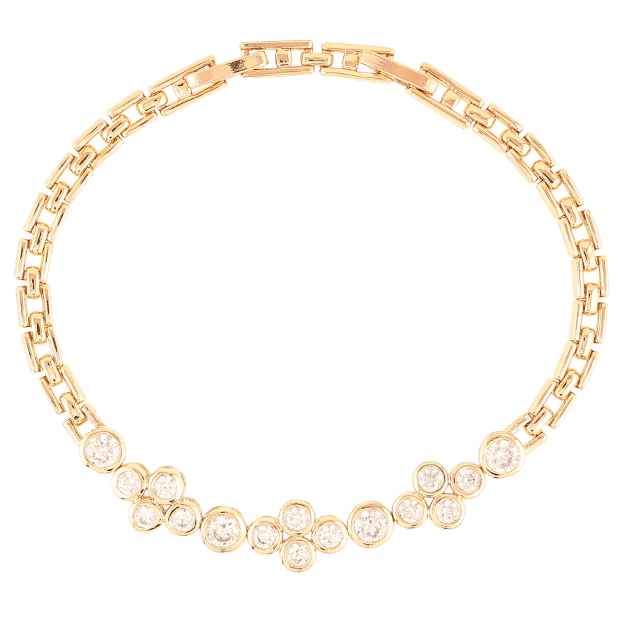 Браслет Xuping Позолота 18K Узор с цирконием длинна с доп.замком 18.5,20.5см х 4мм фото №1