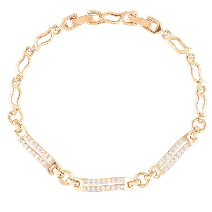Браслет Xuping Позолота 18K «Ланки з доріжками цирконію» довжина з доп.замком 17.5,19.5см х 4мм фото №15 Браслет Xuping Позолота 18K «Ланки з доріжками цирконію» довжина з доп.замком 17.5,19.5см х 4мм фото №15