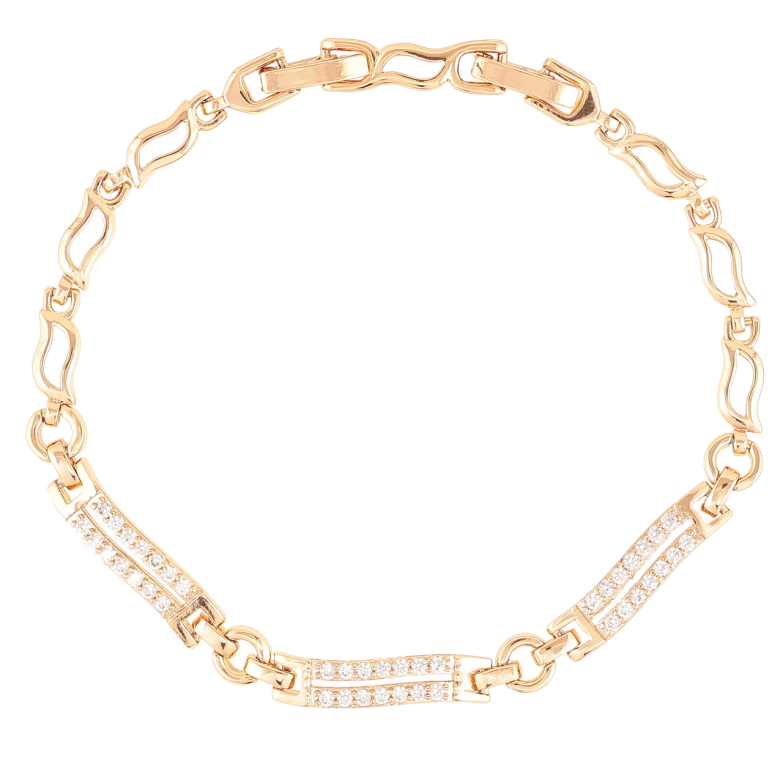 Браслет Xuping Позолота 18K Звенья с дорожками циркония длинна с доп.замком 17.5,19.5см х 4мм фото №1