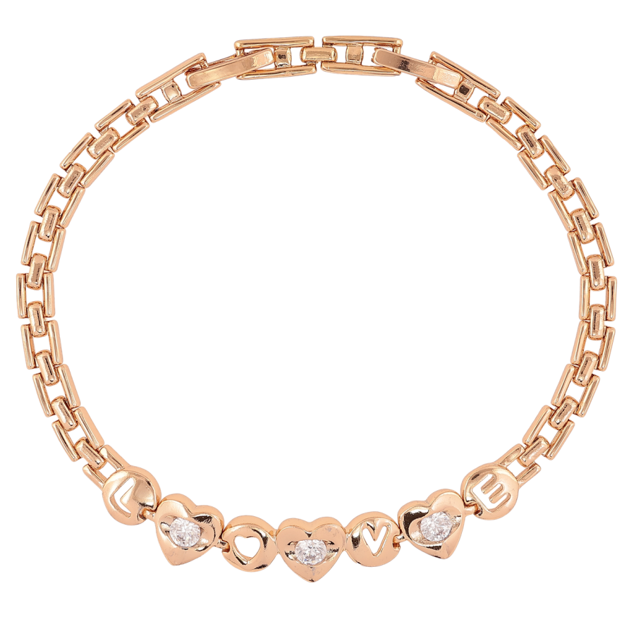 Браслет Xuping Позолота 18K «Сердечка Love» довжина з доп.замком 17,19см х 4мм фото №1