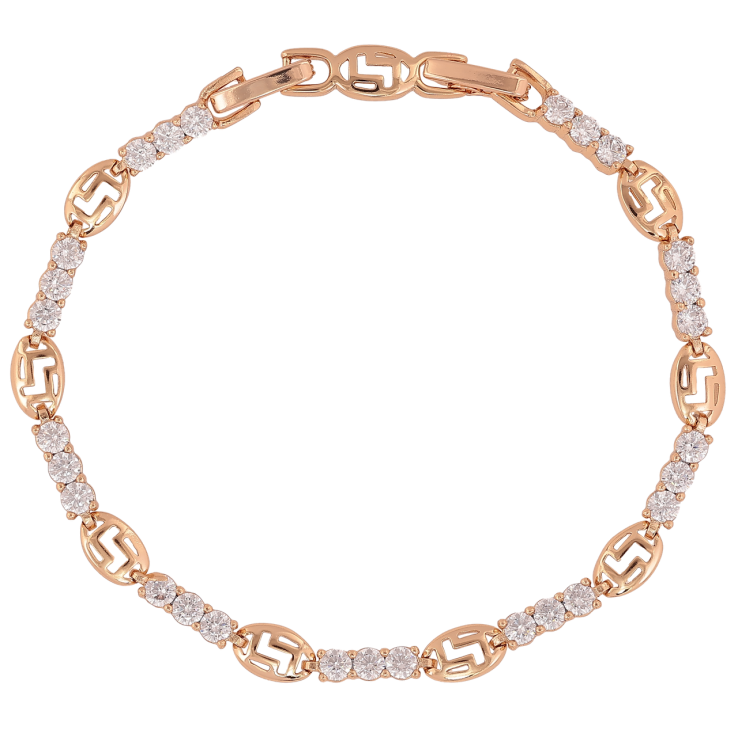 Браслет Xuping Позолота 18K Дорожка циркония с овальными звеньями длинна с доп.замком 17,19см х 3-5мм фото №7