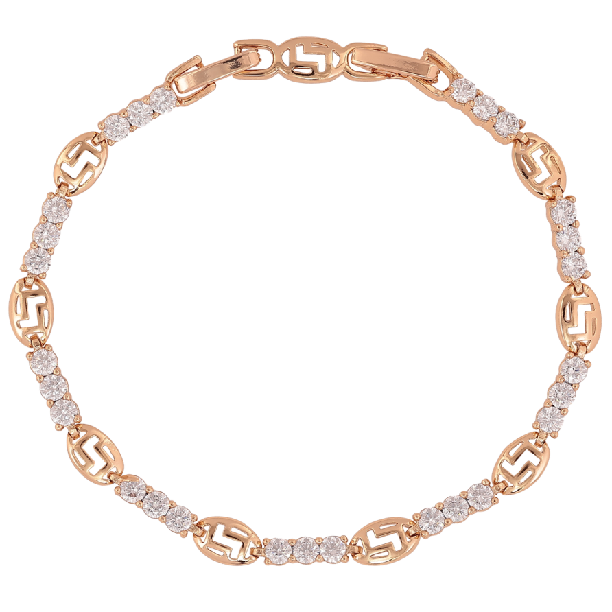 Браслет Xuping Позолота 18K «Доріжка цирконію з овальними ланками» довжина з доп.замком 17,19см х 3-5мм фото №1