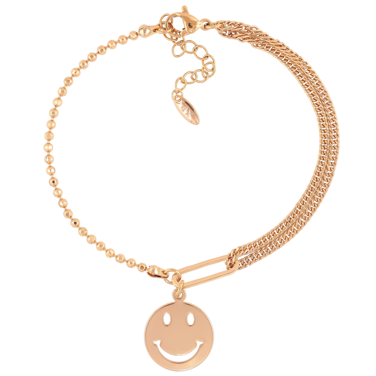 Браслет Xuping Позолота 18K «Комбінований ланцюжок зі смайлом» довжина з доп.ланцюжком 18-22см х 2-4мм фото №12 Браслет Xuping Позолота 18K «Комбінований ланцюжок зі смайлом» довжина з доп.ланцюжком 18-22см х 2-4мм фото №12