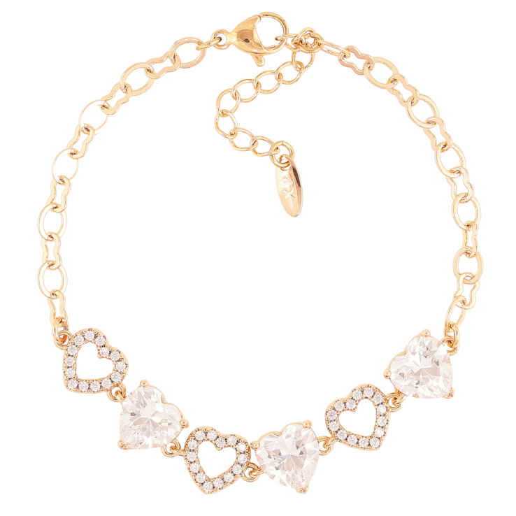 Браслет Xuping Позолота 18K «Кришталеві сердечка» довжина з доп.ланцюжком 17-20см х 4мм фото №21 Браслет Xuping Позолота 18K «Кришталеві сердечка» довжина з доп.ланцюжком 17-20см х 4мм фото №21