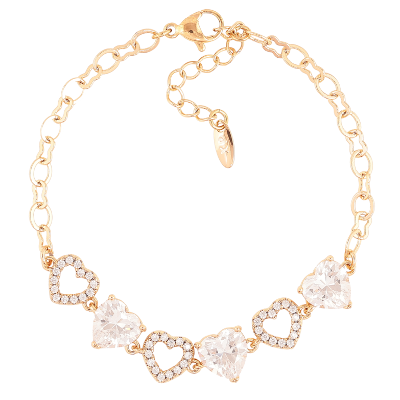 Браслет Xuping Позолота 18K «Кришталеві сердечка» довжина з доп.ланцюжком 17-20см х 4мм фото №1
