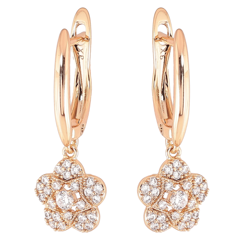 Серьги Xuping Позолота 18K английский замок Цветочки с цирконием фото №1 Серьги Xuping Позолота 18K английский замок Цветочки с цирконием фото №1