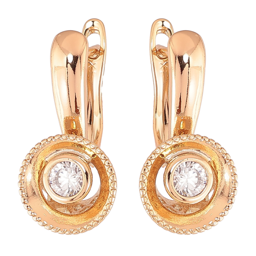Серьги Xuping Позолота 18K английский замок Узор с цирконием фото №1 Серьги Xuping Позолота 18K английский замок Узор с цирконием фото №1