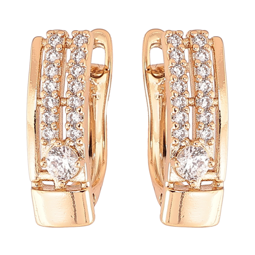 Серьги Xuping Позолота 18K английский замок Узор с дорожками циркония фото №1