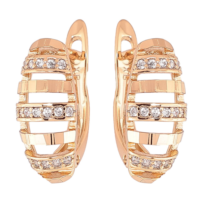 Серьги Xuping Позолота 18K английский замок Узор с дорожками циркония фото №1 Серьги Xuping Позолота 18K английский замок Узор с дорожками циркония фото №1